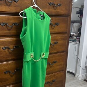 H by Halston Green Midi Dress with Gold Accents